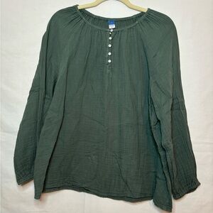 Old Navy Forest Green Blouse with Button Accents